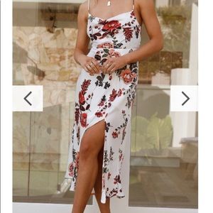 BillyJ Nicola Midi Dress - White/Red Floral - Australia size 12